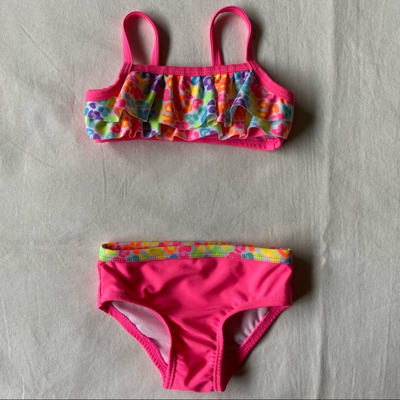 healthtex Other - Swimsuit 6 9 Months 2 piece bikini Bathing Suit Bikini Pink EUC Ruffle skirt